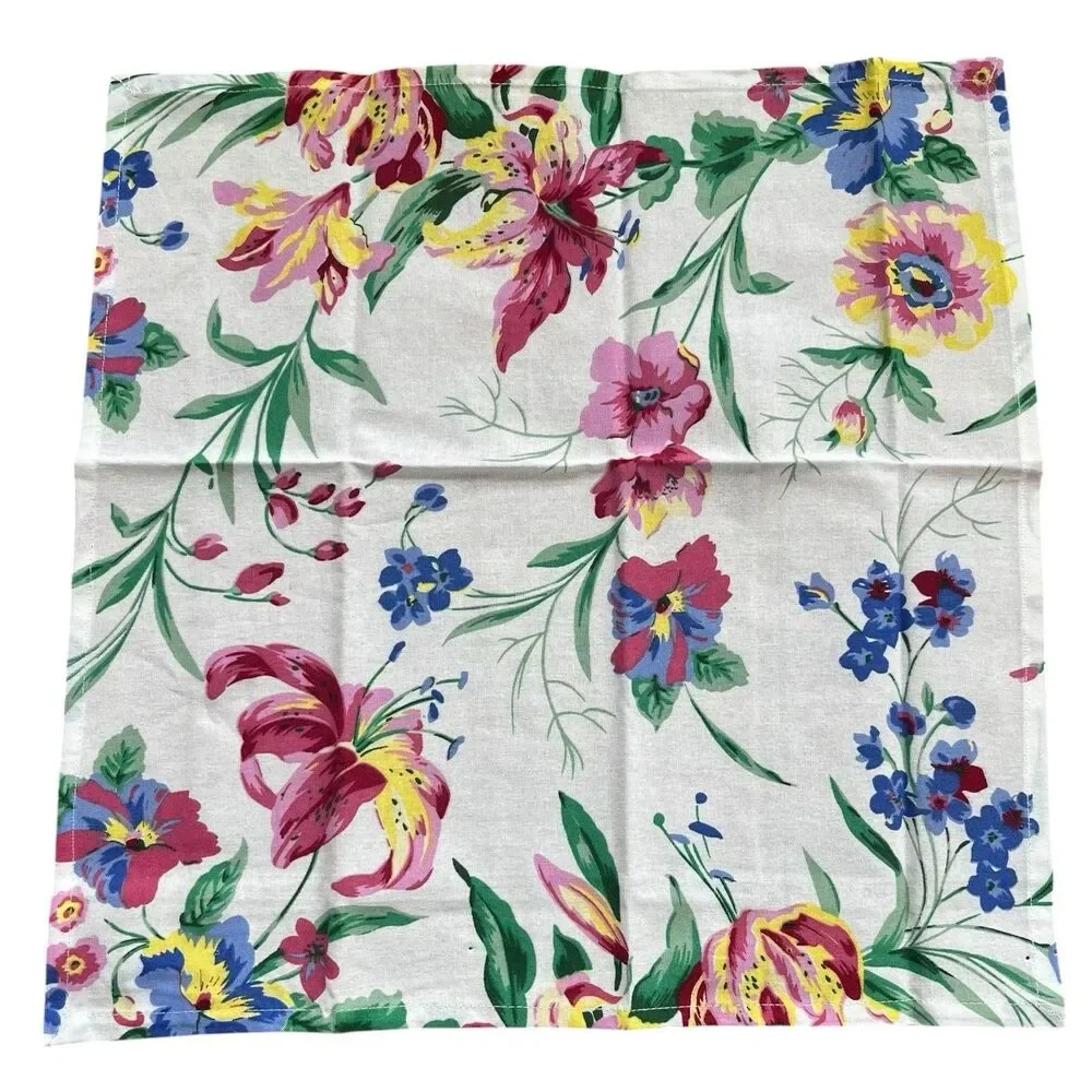 April Cornell Lillianna Set of 12 Floral Cloth Dining Napkins Colorful Cottage